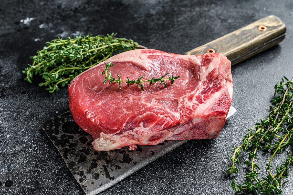 Raw Fresh beef sitting on a cutting board